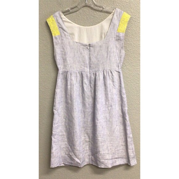J. Crew Dress Linen White Blue Stripe Shift Women’s Size 2 Sleeveless Summer - Picture 10 of 12